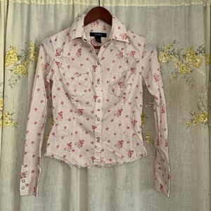 Women’s vintage Express XS floral western light weight snap down top!